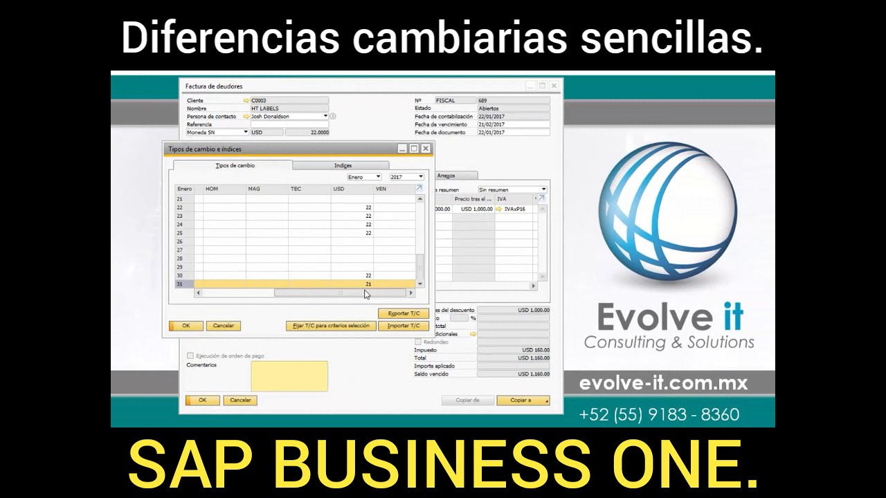 Diferencias cambiarias no realizadas en SAP Business One.