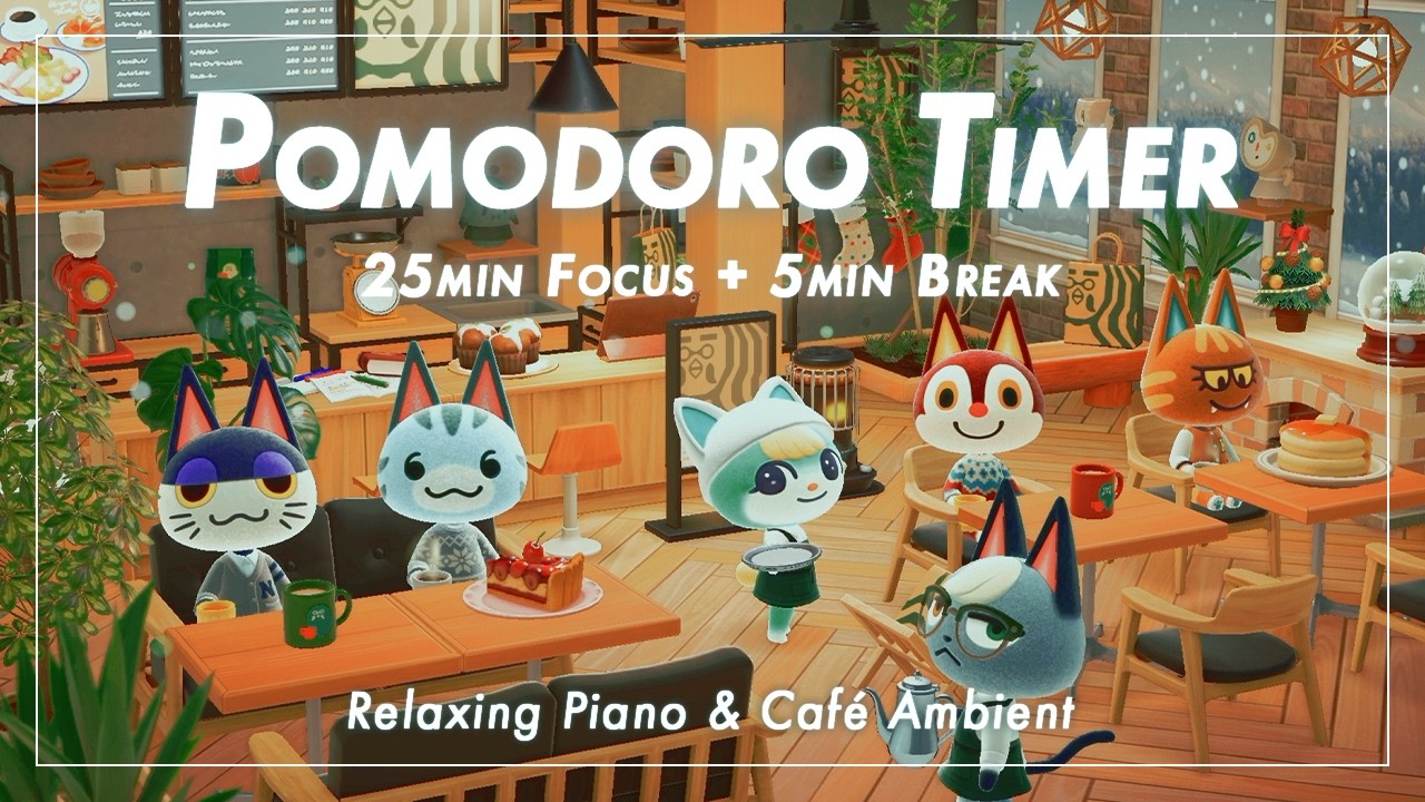【あつ森BGMポモドーロ】Jazz Café｜とろけるジャズピアノと環境音｜スターバックス x ハトの巣｜25/5 × 4セットタイマー付き｜ピアノと環境音｜作業・勉強・集中用