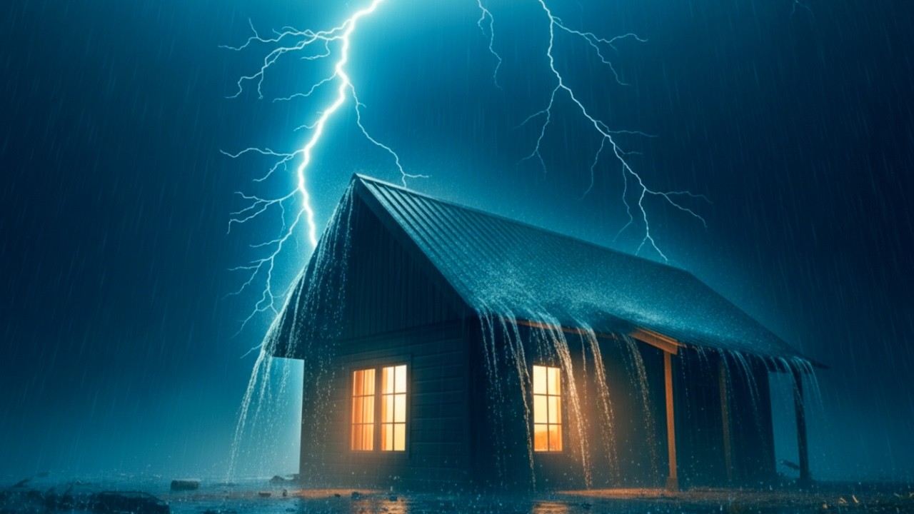 Fall Asleep Easily on a Rainy Night | Strong Thunder & Heavy Tin Roof Rain Sounds for Deep Sleep