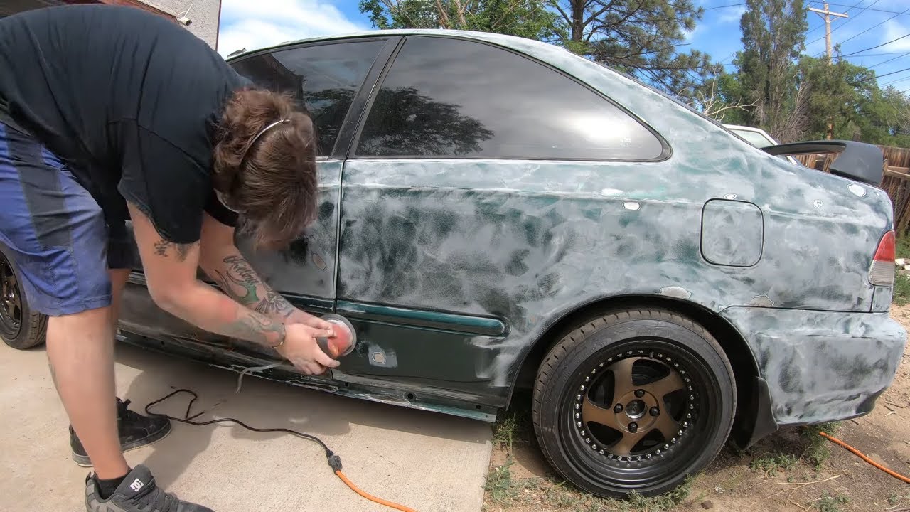 Sanding My Turbo D16 Civic Before Bodywork and Paint! | TunerThings