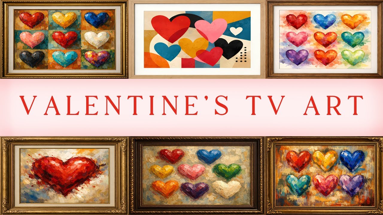Valentine’s Day Frame TV Art Slideshow | 6 Romantic Abstract Heart Designs | or Samsung Frame TV