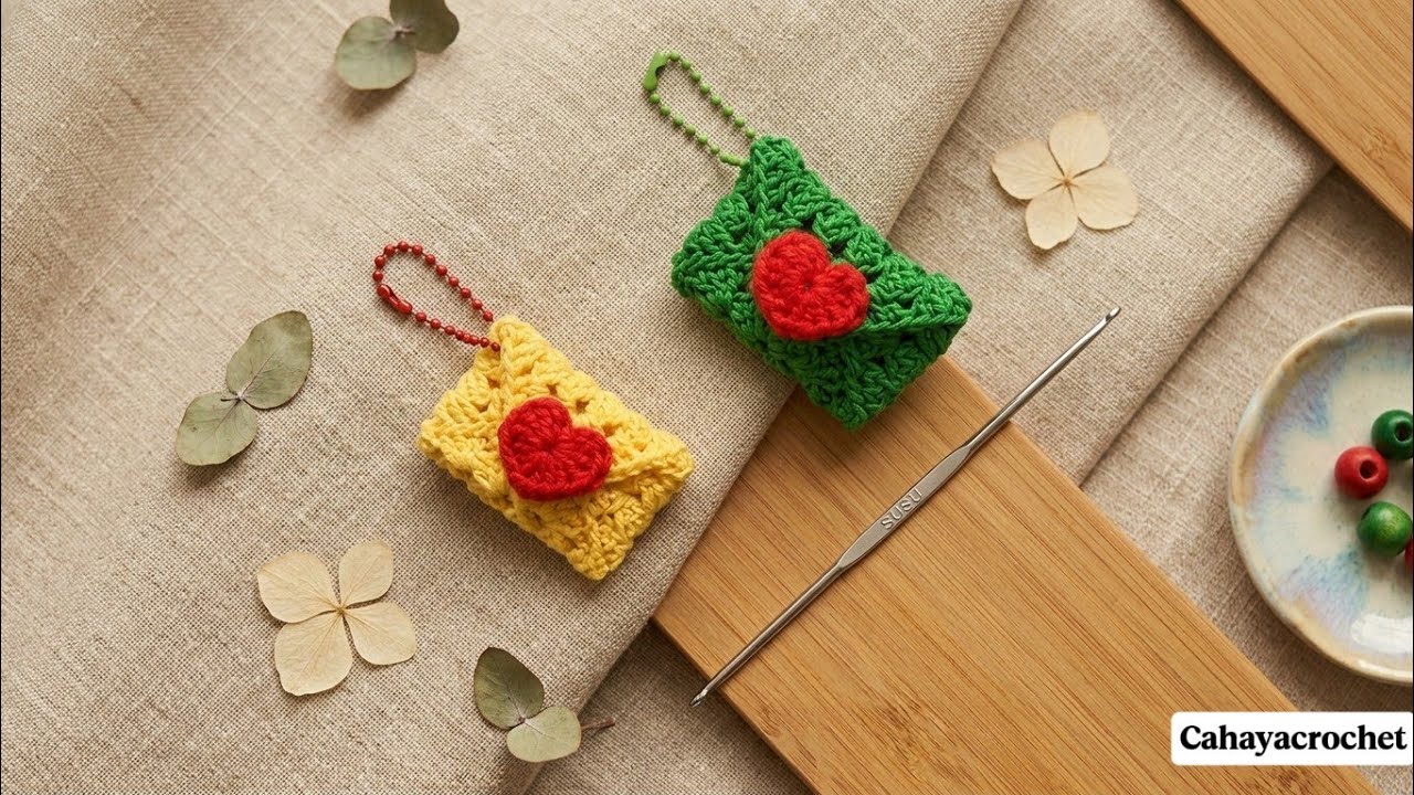 Crochet ideas for gift keychain | Merajut amplop edisi lebaran