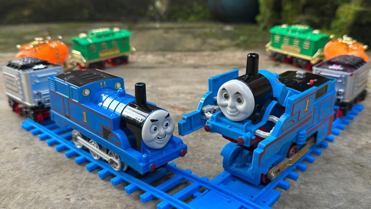 ASMR merakit 2 mainan kereta api thomas,kereta thomas robot,kereta uap thomas & cinematic train