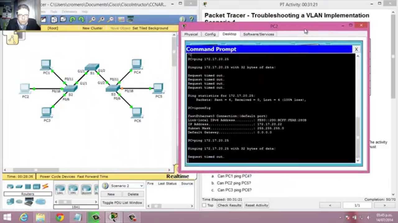 3.2.4.7 Packet Tracer - Troubleshooting a VLAN Implementation - Scenario 1
