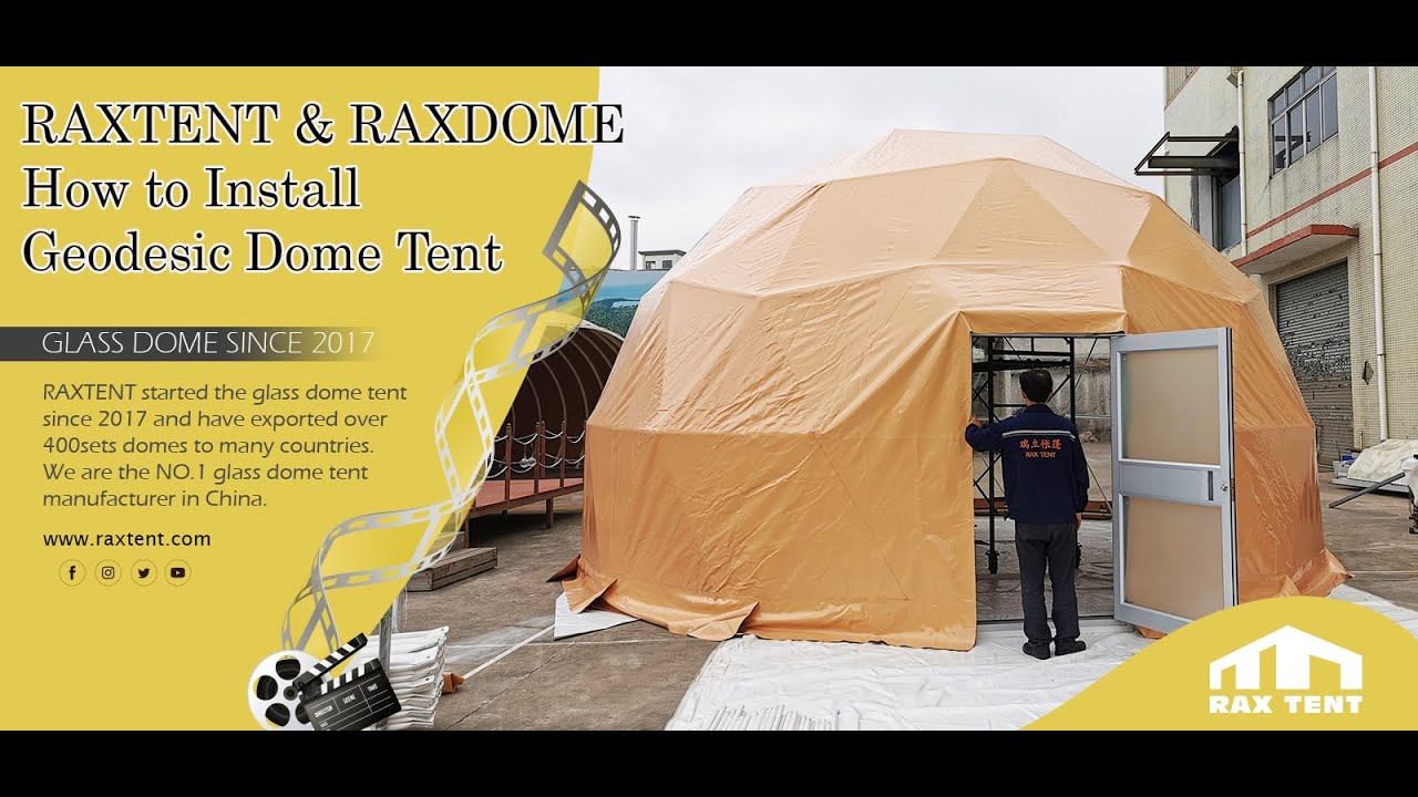 6 Steps Installation of Geodesic Dome tent with accessories for glamping hotel