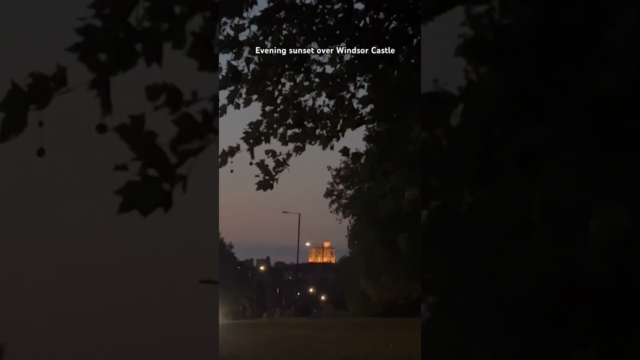 Evening sunset over Windsor Castle. View from Eton.