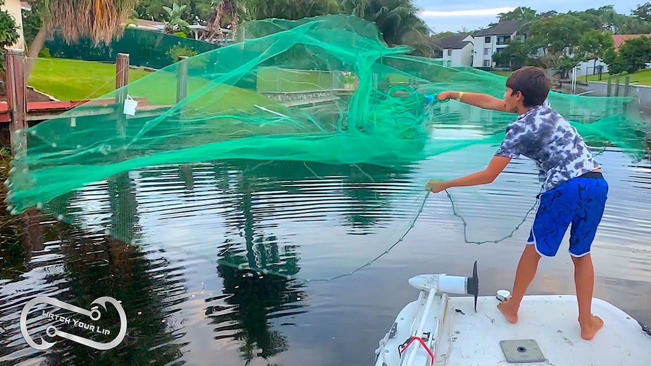 THROWING AN 8 FOOT CAST NET - SO EASY AN 11 YEAR OLD CAN DO IT! Lorenzo catches dozens of shiners