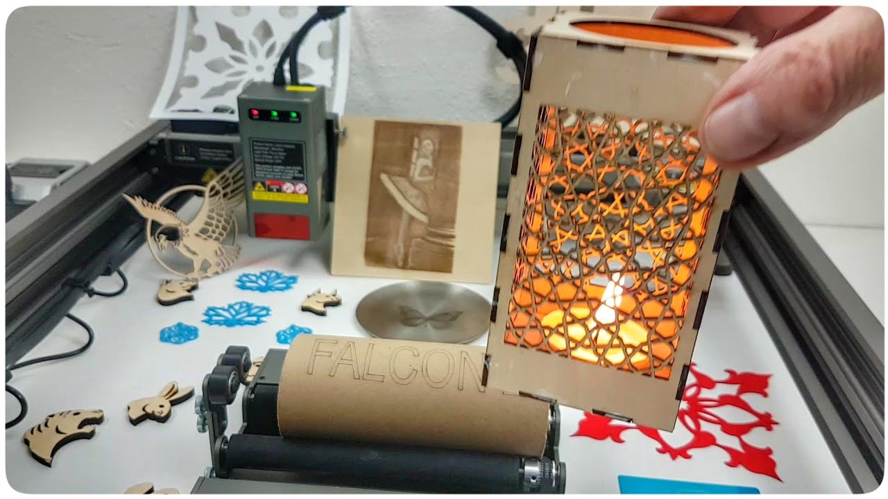 CREALITY FALCON 2 - duża moc 22 W, sprężarka, przystawka obrotowa. Kompletna grawerka laserowa