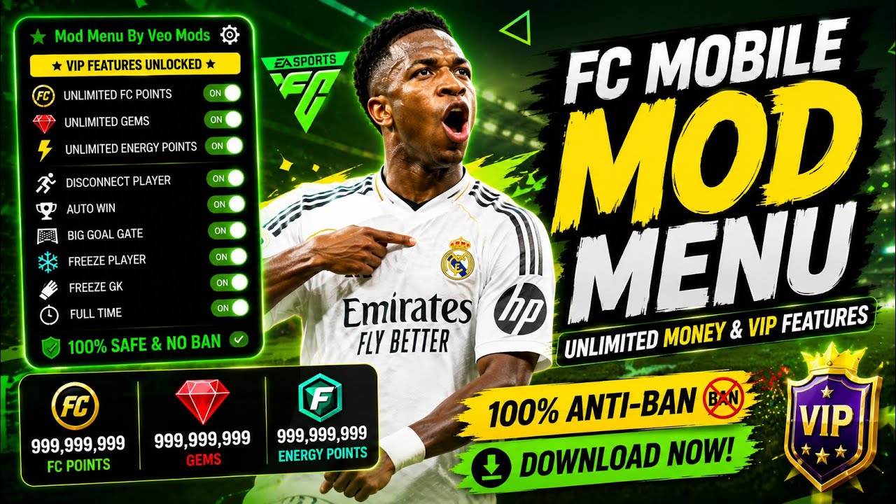 FC MOBILE MOD MENU V27.0.04 🔥 Unlimited Money, Fc Points & Gems | FC Mobile Mod APK 2026
