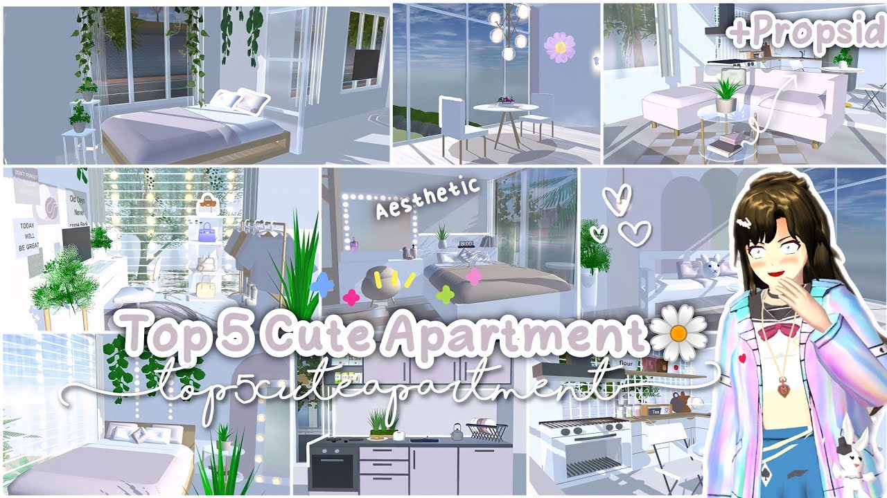 Top 5 Cute Apartment ✨🌸 Aesthetic + Props Id : Sakura School Simulator