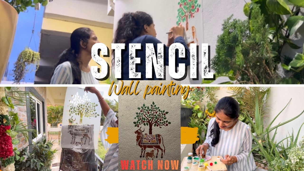 How to stencil on Wall | DIY home decor wall painting | Stencil for Pooja Room | Kamadhenu Stencil |