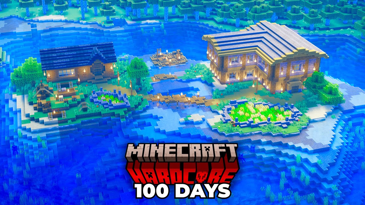 I Survived 100 Days on a LAKE in Minecraft Hardcore