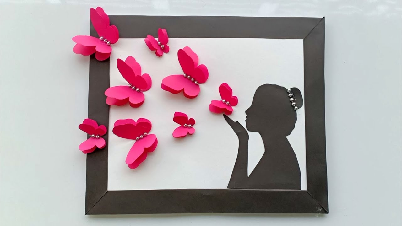 Butterfly wall decoration idea / Paper Flower Wall Hanging- Easy Wall Decoration Idea / wall hanging