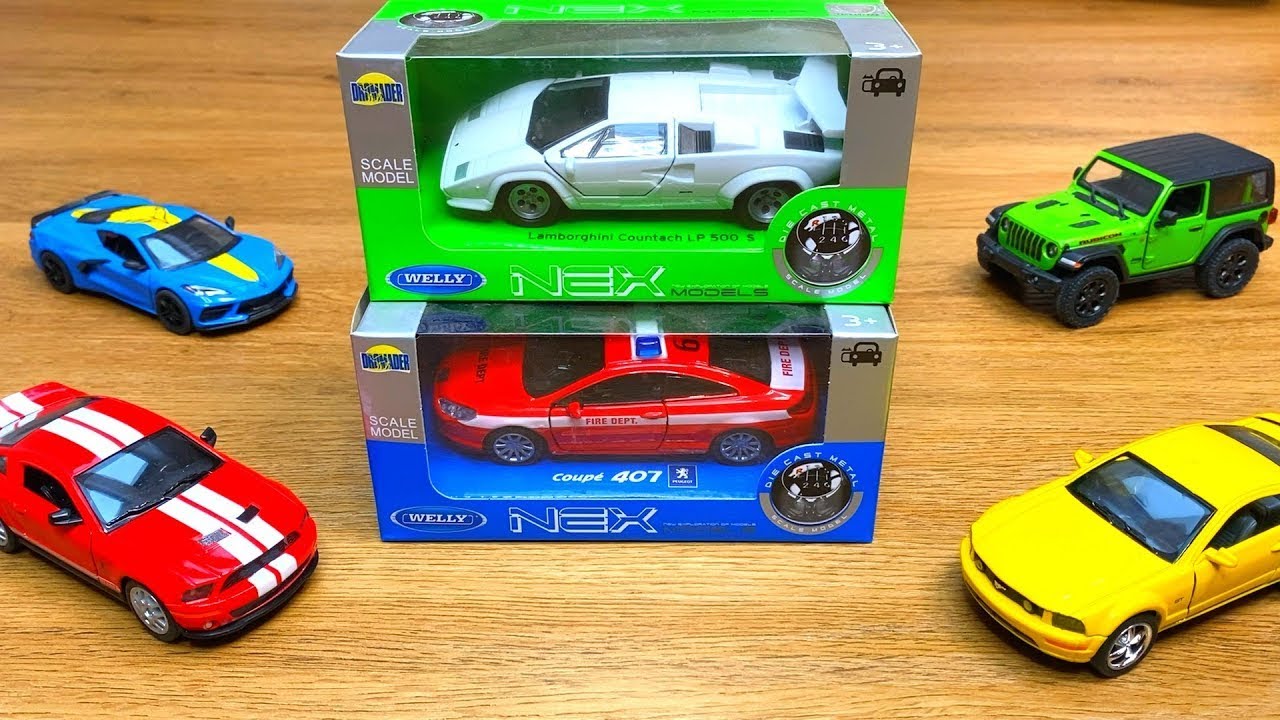 New Cars! Unboxing Welly Nex DieCast Model Peugeot 407 Coupe and Lamborghini Countach LP500 1/43