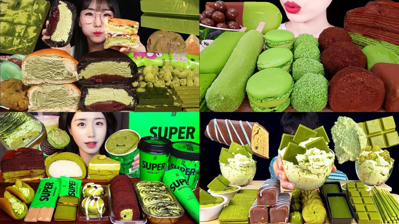 🍵 GIANT MATCHA DESSERT ASMR MUKBANG 💚 Ultimate Green Tea Sweets Compilation | Eating Sounds