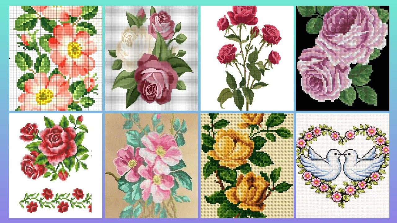 Top 100+ Amazing and Elegant Floral Cross stitch patterns || Charsuti Kerhai Ideas For Everything||