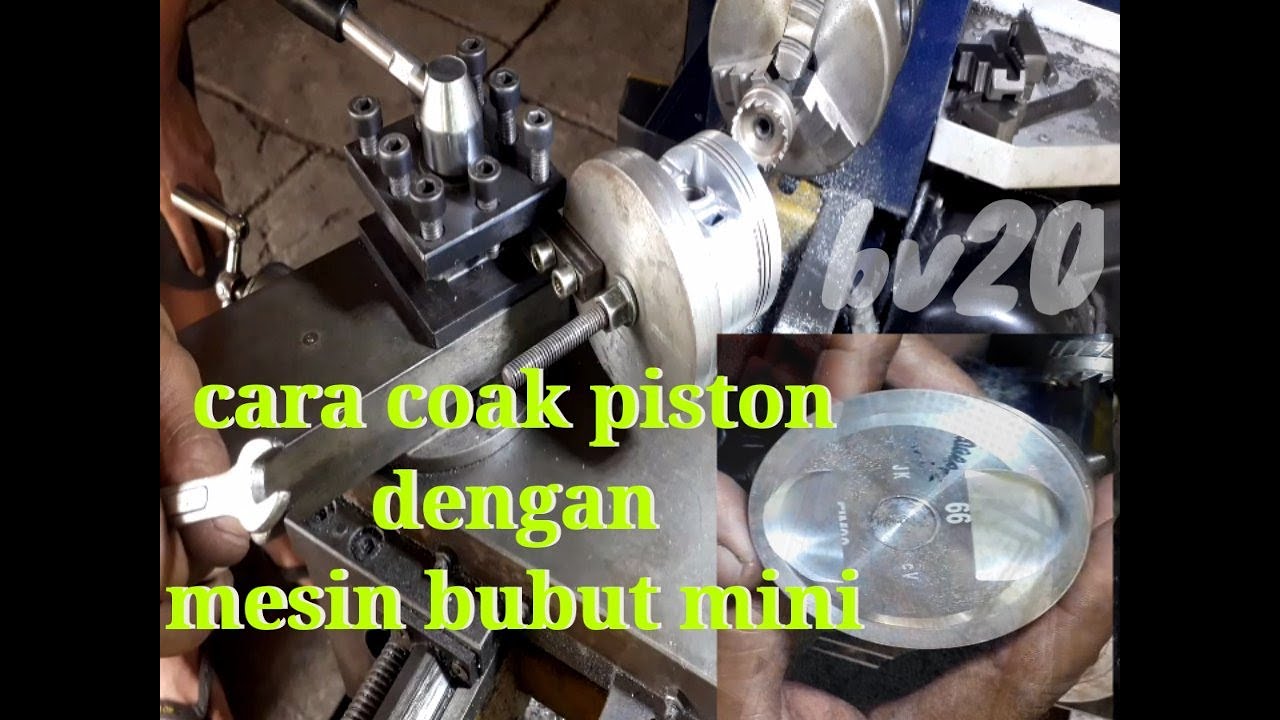 Cara coak piston dengan mesin bubut mini #bv20