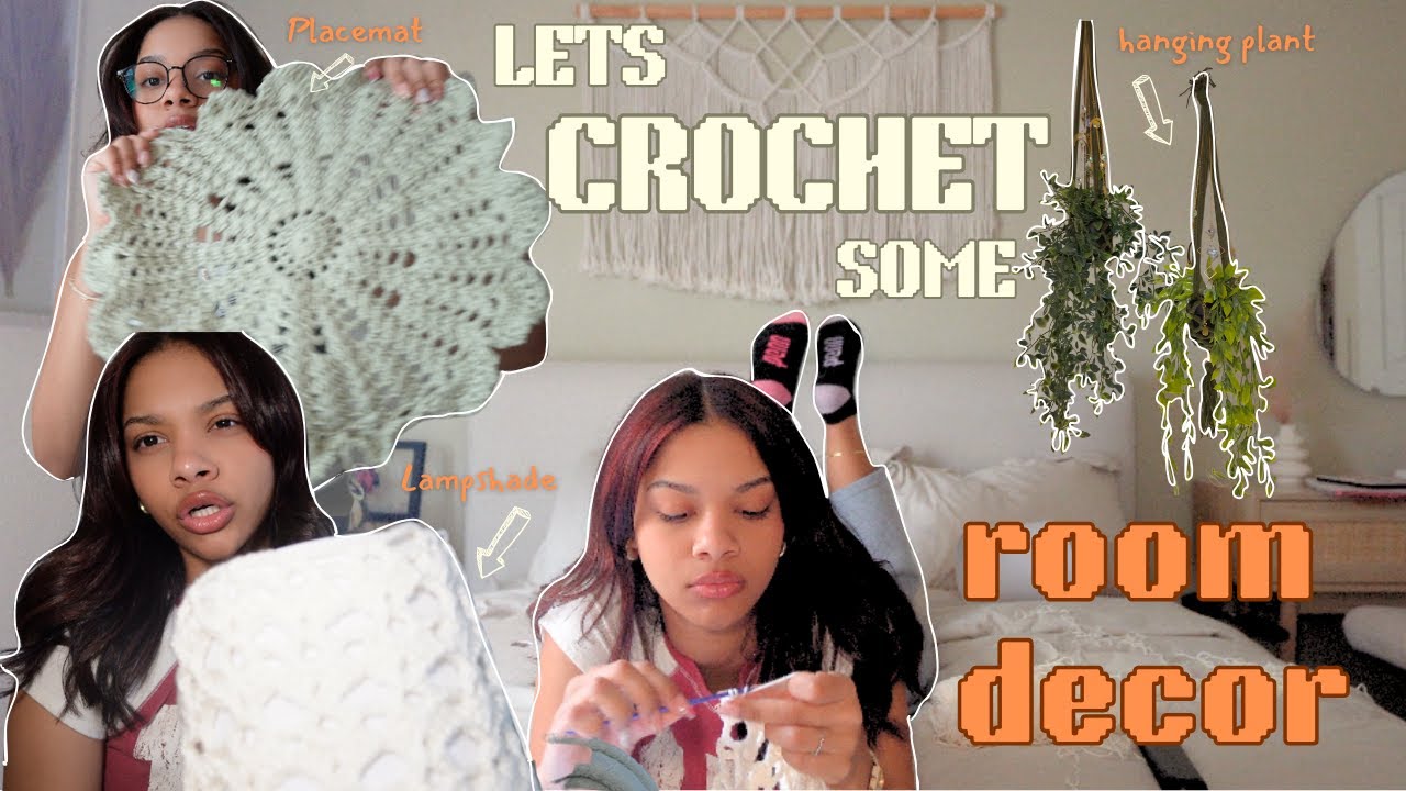 lets crochet some room decor for my new room! | crochet room decor vlog pt. 2 *reupload*