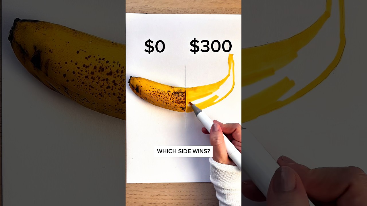 $0 vs. $300 pencils 🍌 #drawing #art #pencildrawing #challenge #fruit #artist