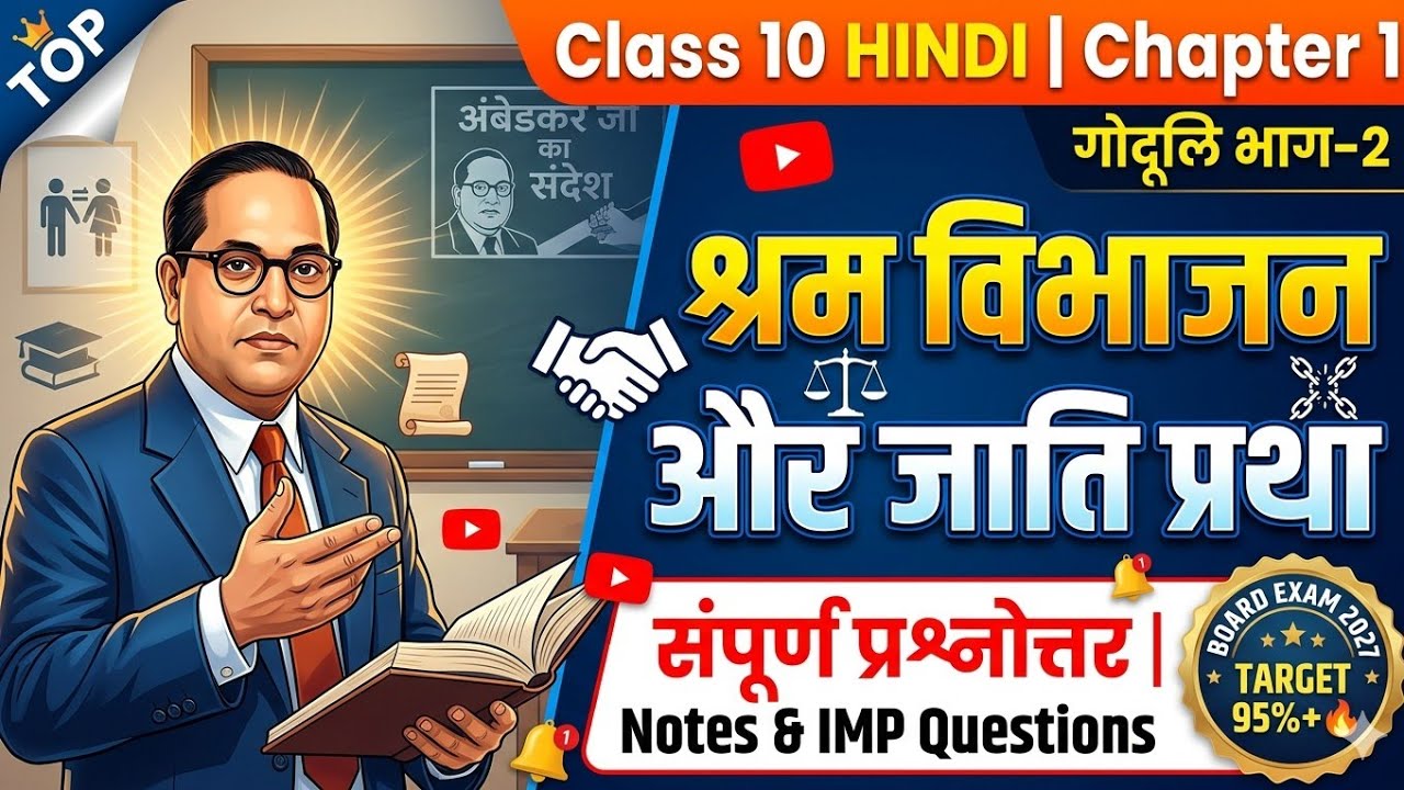 श्रम विभाजन और जाति प्रथा | Class 10 Hindi Chapter 1 | संपूर्ण प्रश्नोत्तर | Board Exam 2027