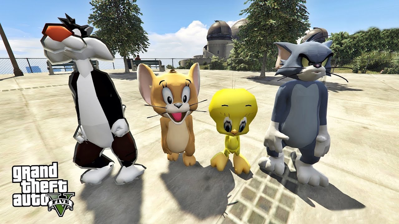 TOM İLE SYLVESTER JERRY VE TWEETY'İ YAKALAMAYA ÇALIŞIYOR (GTA 5 MODS)