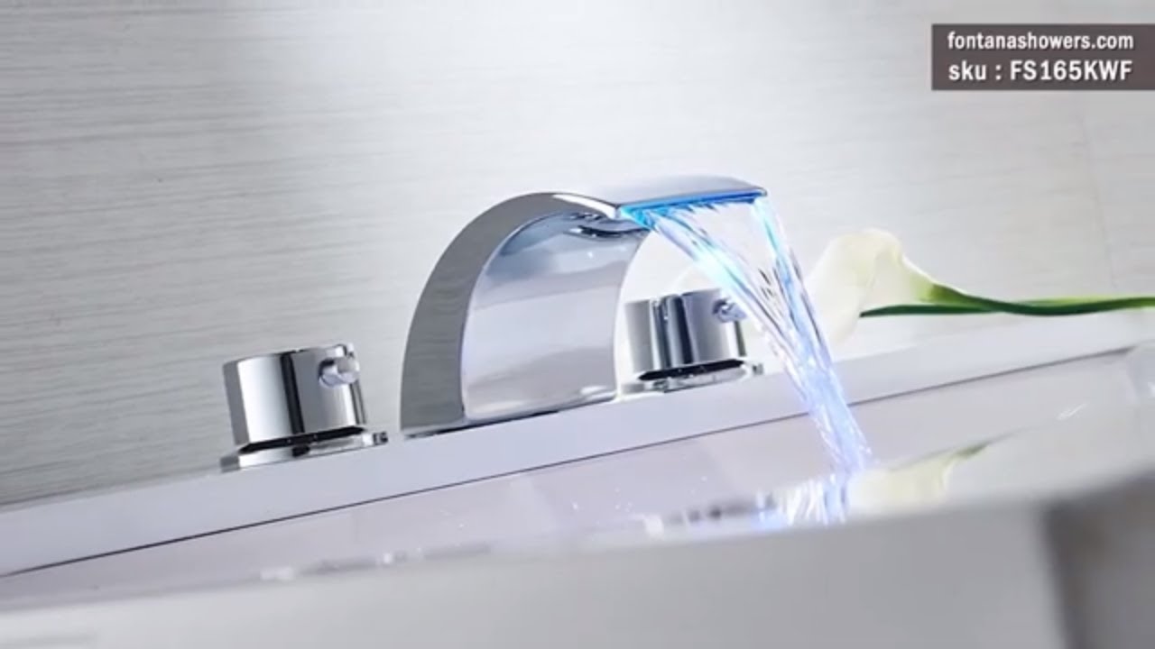 Fernie Deck Mount LED Water Fall Bathroom Sink Faucet