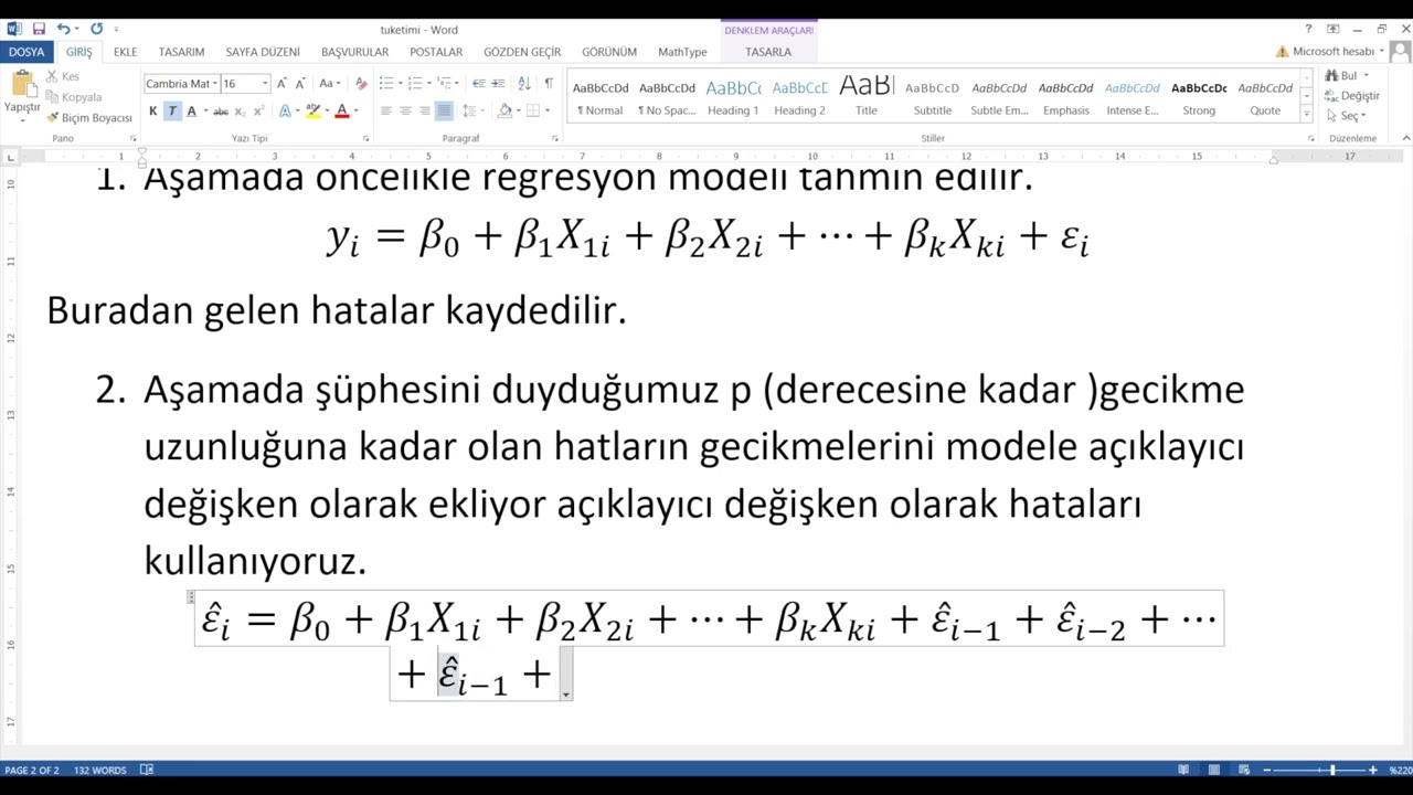 EVIEWS ile TEMEL EKONOMETRİ DERSİ 17 - BREUSCH GODFREY OTOKORELASYON TESTİ WORD RAPORLANMASI DAHİL