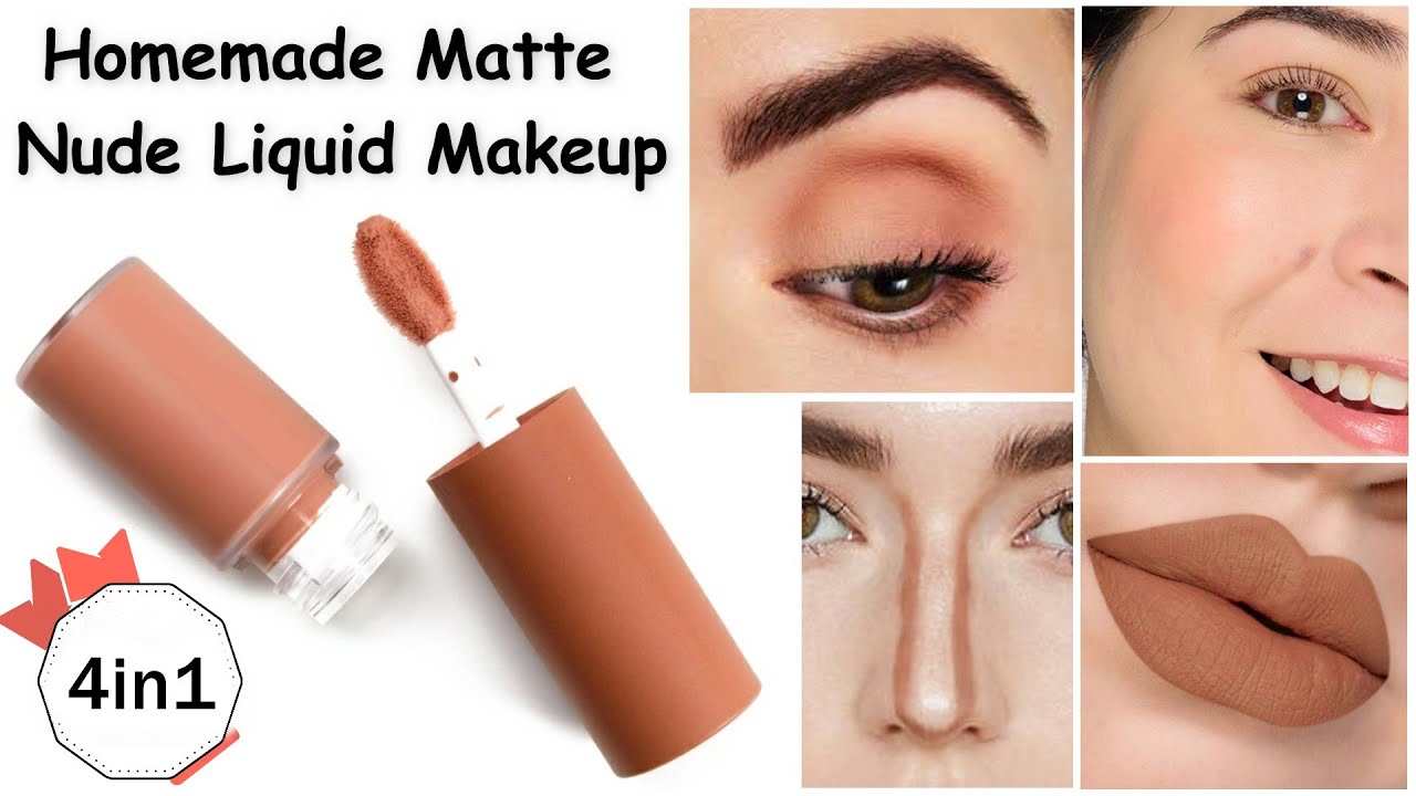How to make liquid makeup at home||nude makeup||homemade||lipstick||homemade contour||Sajal Malik