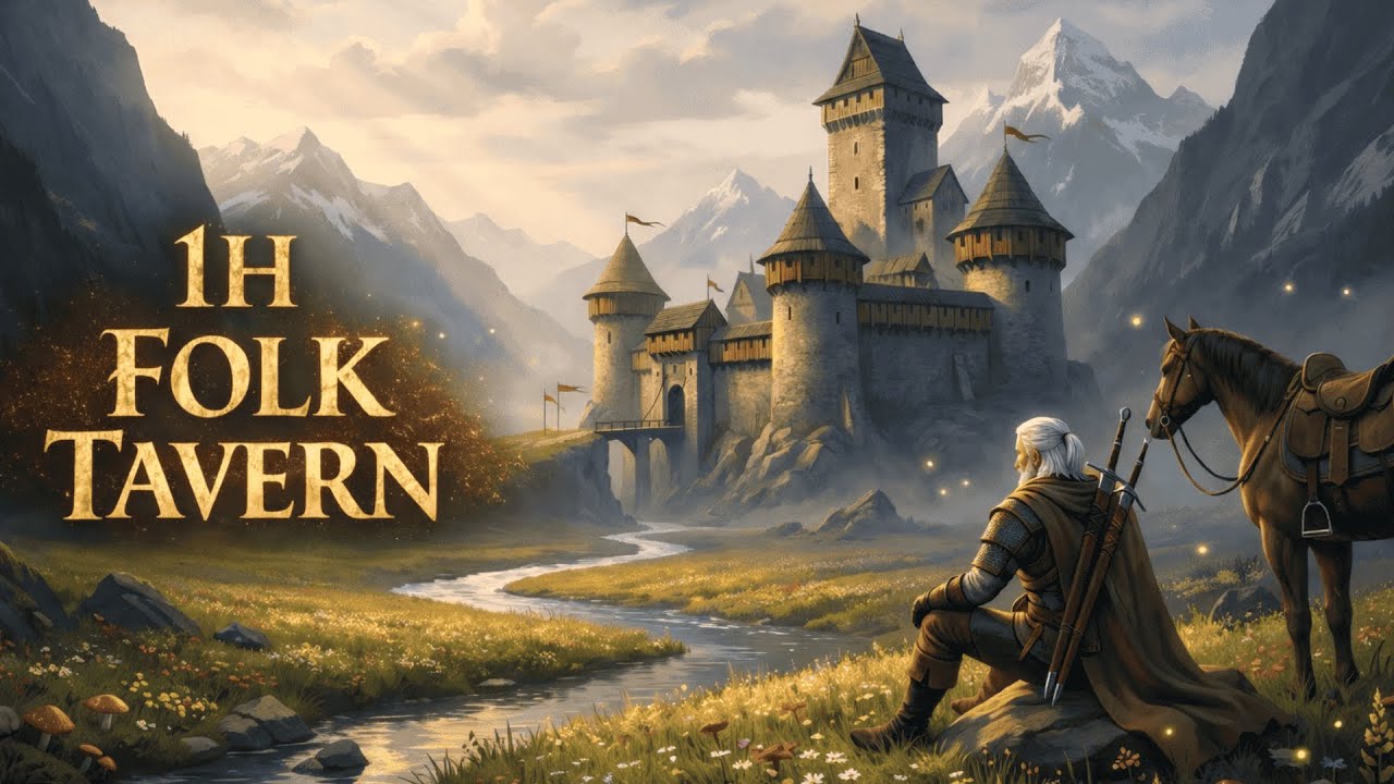 Witcher Style Medieval Folk 1 HOUR Tavern & Travel Soundscape | Relaxing Melodic Music
