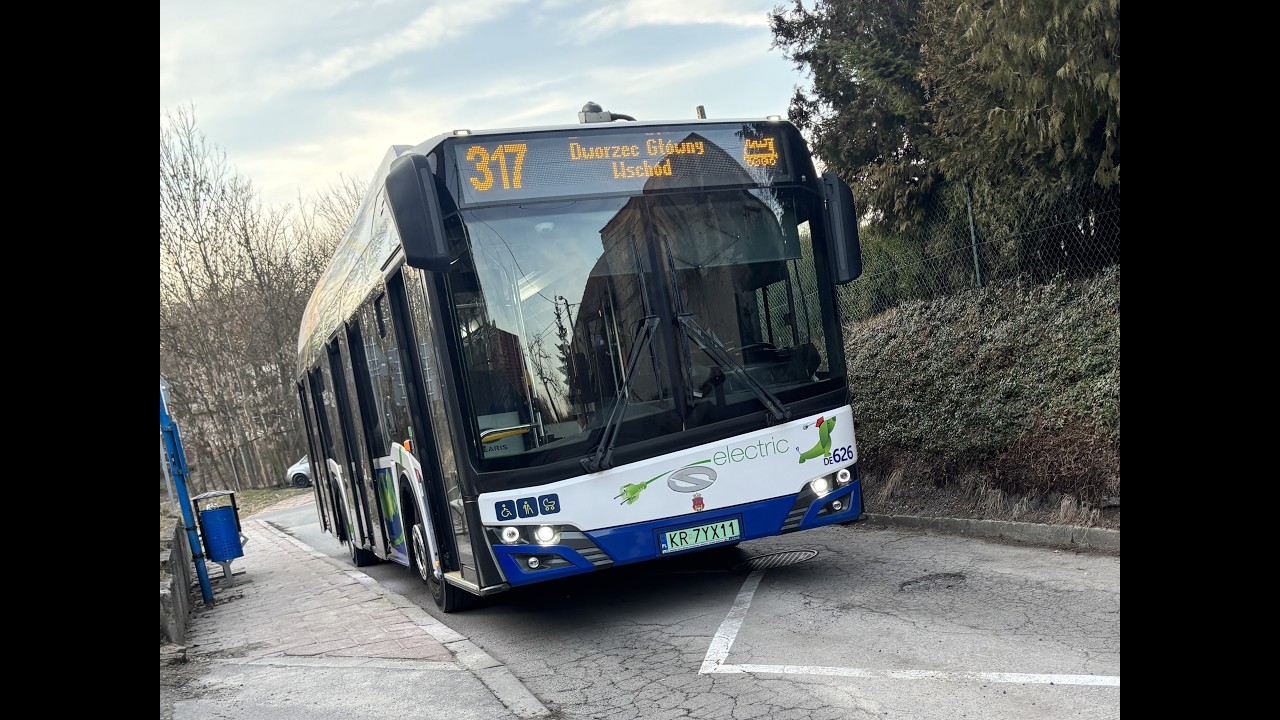 Solaris Urbino 12 electric IV #DE626 MPK Kraków linia 317 kierunek Dworzec Główny Wschód