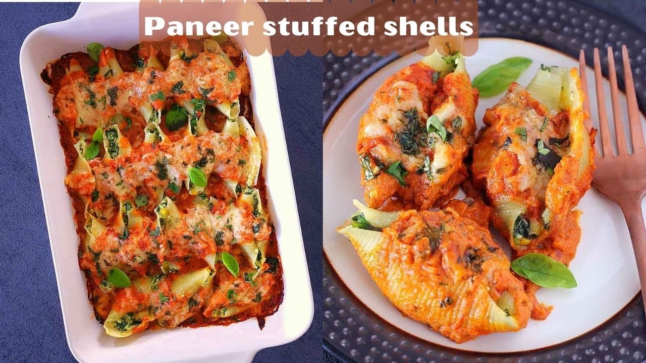 Paneer Vegetable stuffed shells - Fusion recipe - Perfect main course for parties