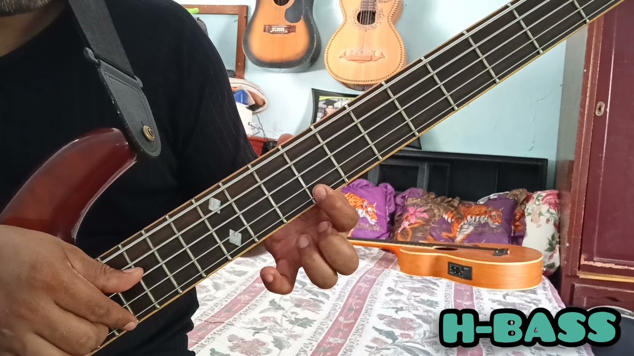 adornos fáciles para bajo eléctrico 4 y 5 cuerdas tono sol y re  ritmo 2/4 #6, tutorial clases