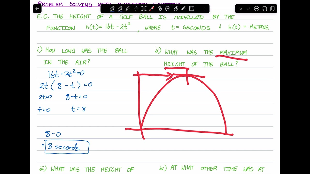 Problem solving with Quadratic Functions 1