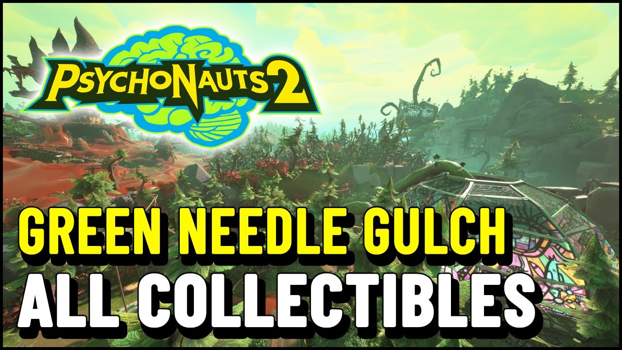 Psychonauts 2 Green Needle Gulch ALL COLLECTIBLES (PSI Challenge Cards & Markers, Chest & Keys)