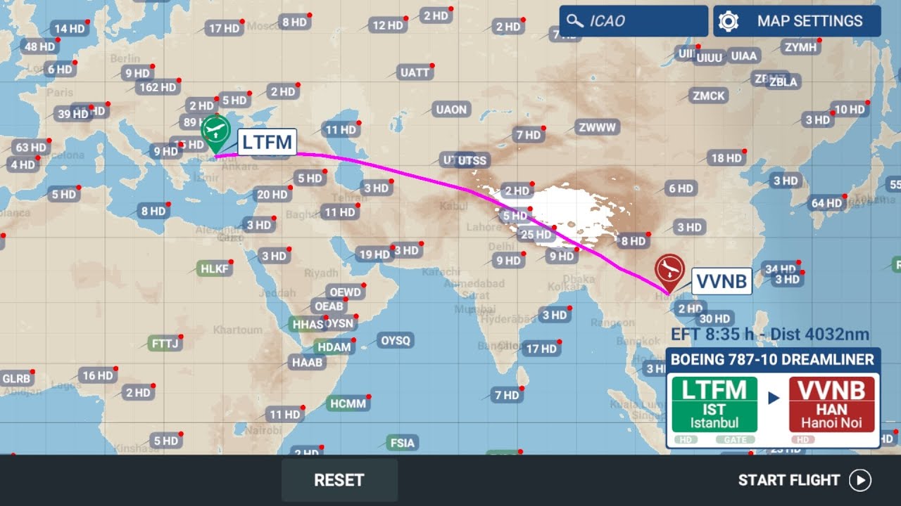 Vietnam Airlines B787-10 dreamliner.                           Istanbul (IST) to Hanoi (HAN)