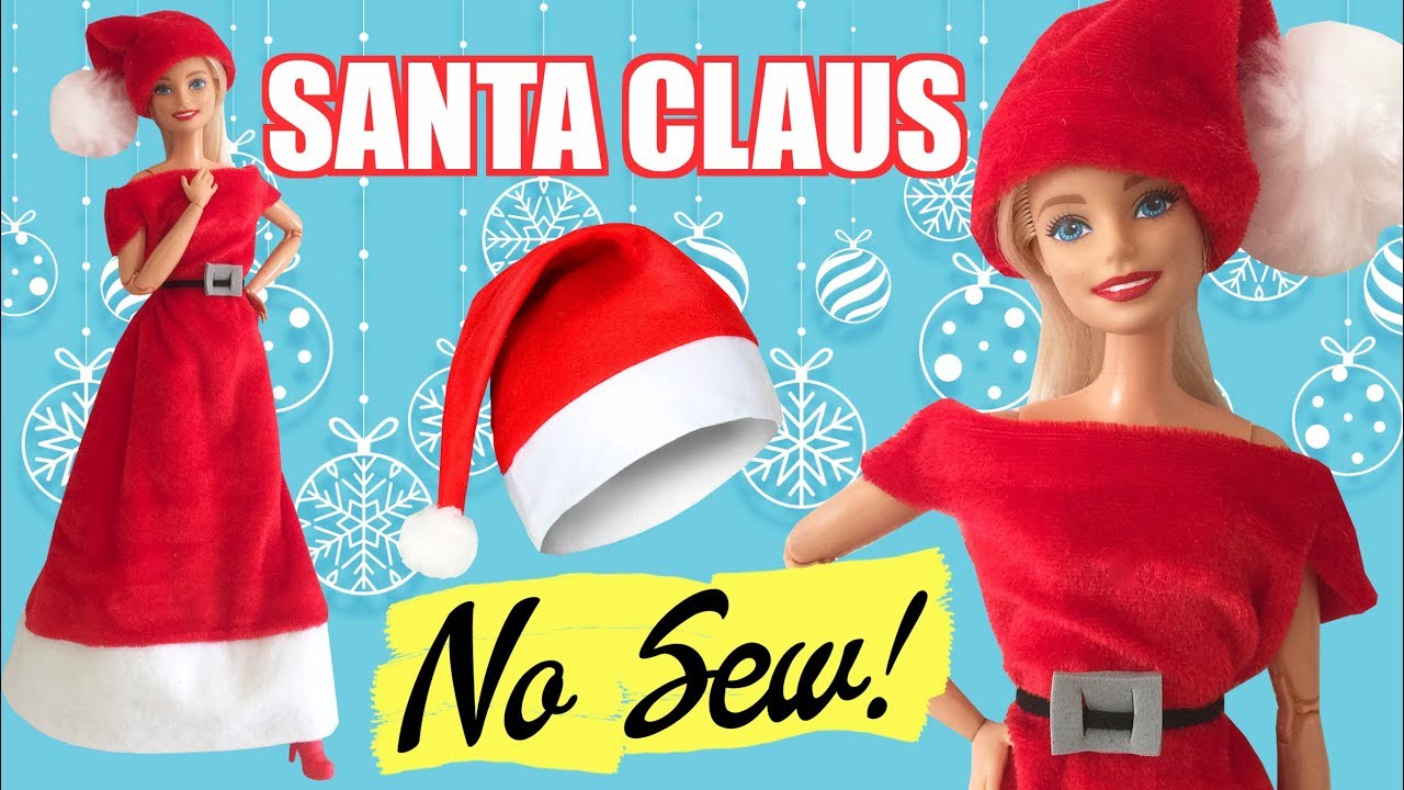 How to make a Costume of Santa Claus Without Sewing. Clothes for Barbie