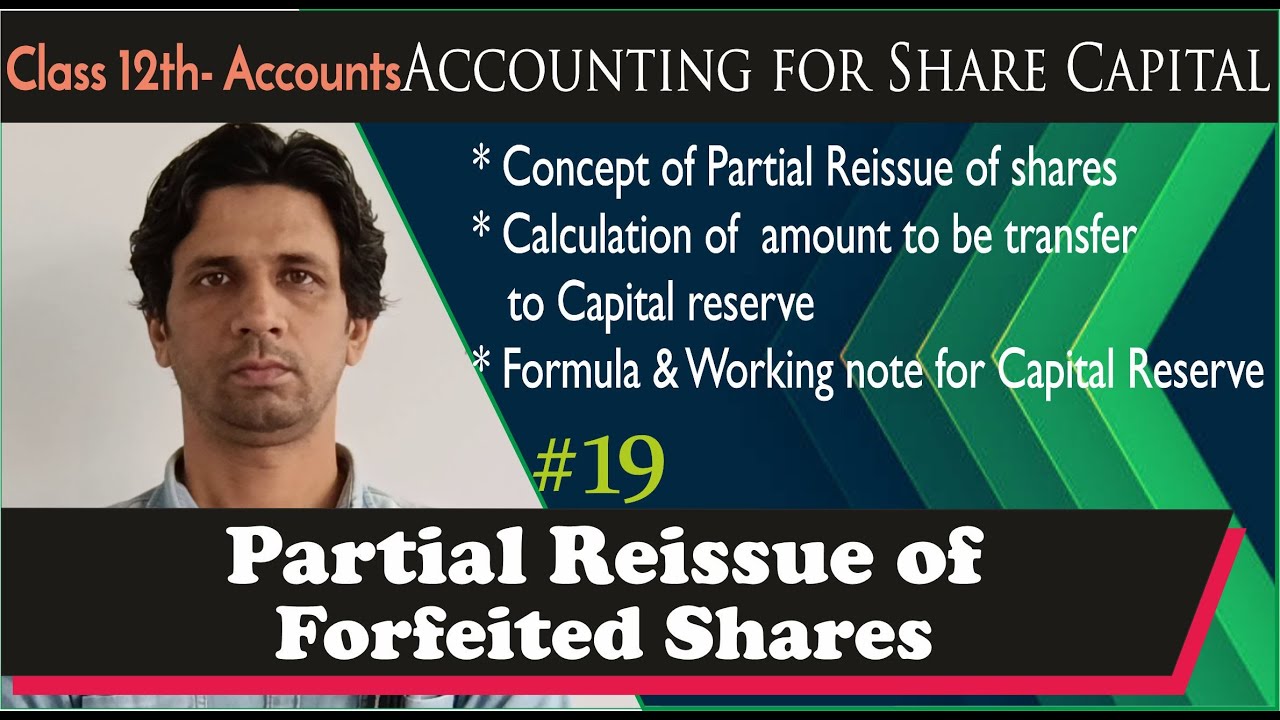 Accounting for Share Capital |#19| Partial Reissue of forfeited Shares; All shares are not issued