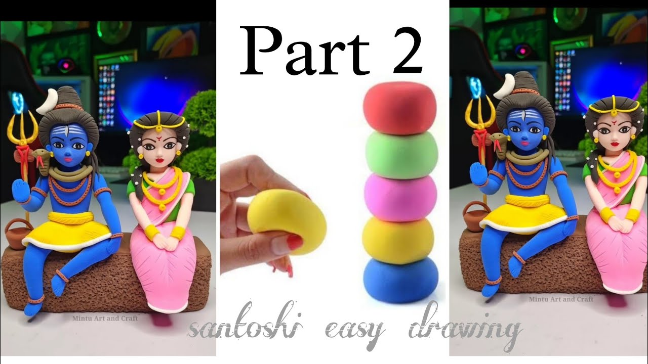 🌟Lord Shiva and Goddess Parvati Clay Idol Making Tutorial📿 🙏| Air Dry Clay Art 🍂