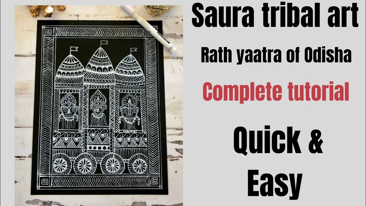Saura art | Indian tribal art | process video | quick and easy Saura art | Rath yaatra #saura #warli