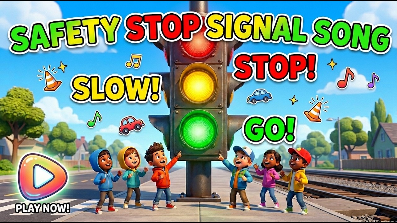 STOP! Red Light Green Light Song 🚦 Traffic Safety Song for Kids