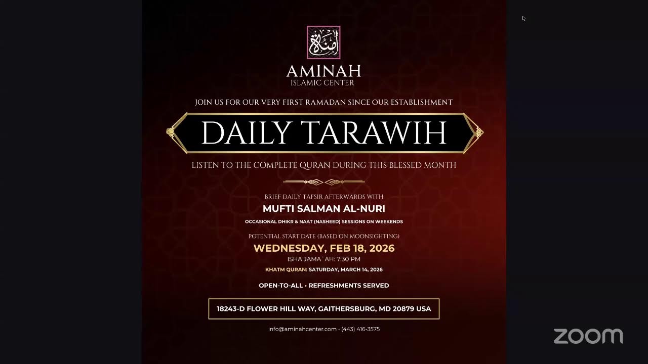 Tafsir with Mufti Salman al-Nuri | Aminah Islamic Center