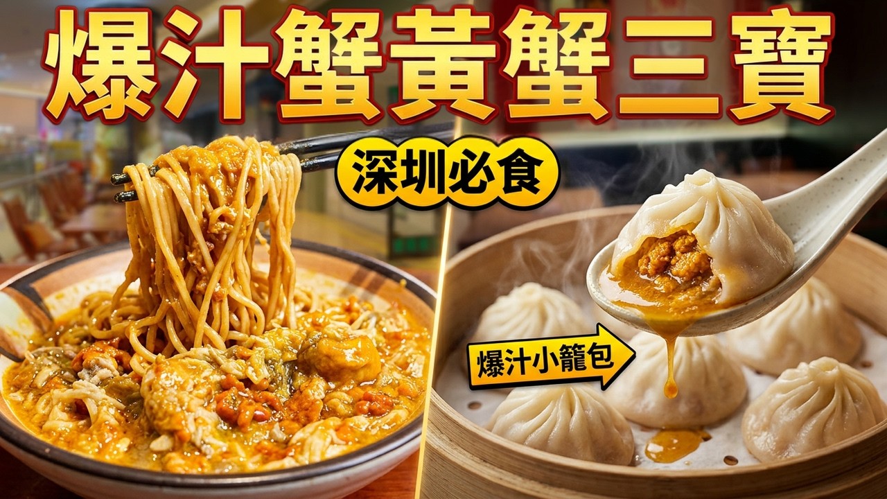 深圳探店「蟹三寶」！蟹黃撈麵勁香濃＋爆餡蟹黃小籠包！真係回不去普通撈麵…