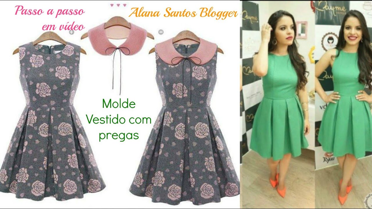 Molde vestido de prega macho Alana Santos Blogger