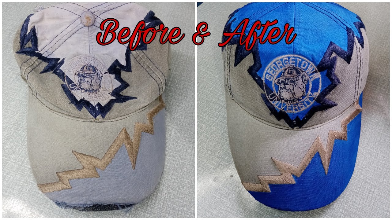 Unboxing straight to restoration. Vintage Georgetown hoyas (crack/jagged edge) Drew Pearson cap