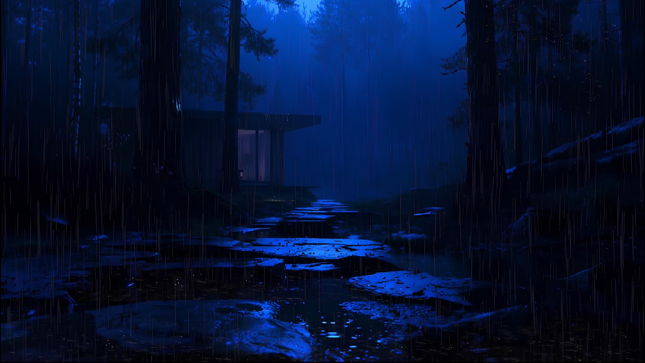Rainy Forest Cabin at Night 🌲 | Rain Sounds for Sleeping & Deep Sleep Ambience