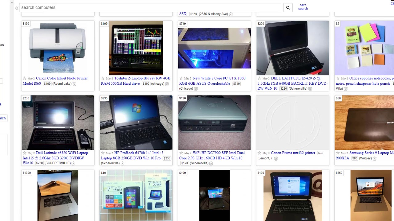 Checking Computers on CraigList 2019 05 03 Chicago Location