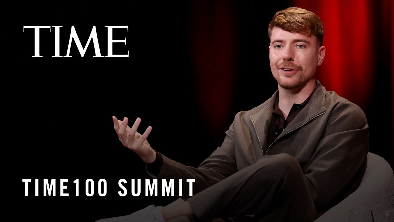 Выступление MrBeast о созидательной экономике на саммите TIME100 2026 года.