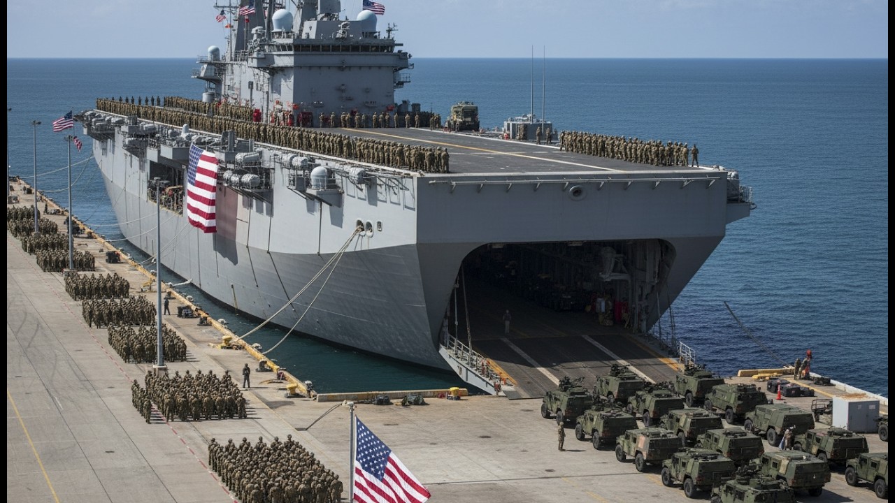 Напряжение нарастает! Десантный корабль USS Boxer (LHD-4) выводит морских пехотинцев для проведения