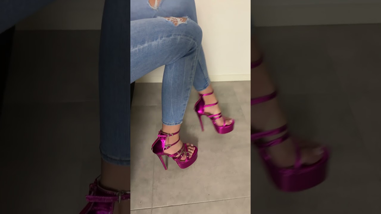 Hot Pink High Heels Try On - Strappy Platform Sandals 