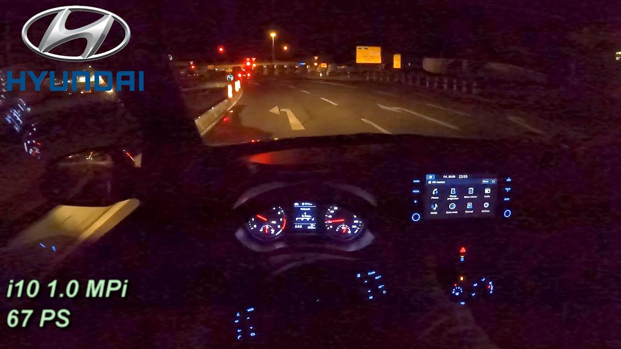 2022 Hyundai i10 1.0 MPi 67 PS TOPSPEED NIGHT POV DRIVE FRANKFURT AIRPORT (60 FPS)